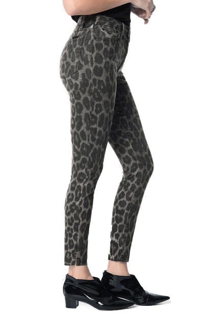 Shop Joe's Flawless - Charlie Raw Hem High Waist Ankle Skinny Jeans In Grey Leopard