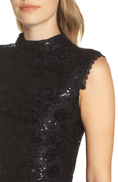 Shop Julia Jordan Sequin Lace Ruffle Hem Dress In Black