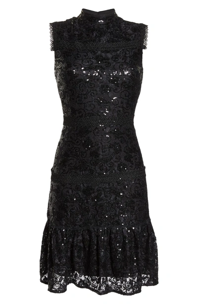 Shop Julia Jordan Sequin Lace Ruffle Hem Dress In Black