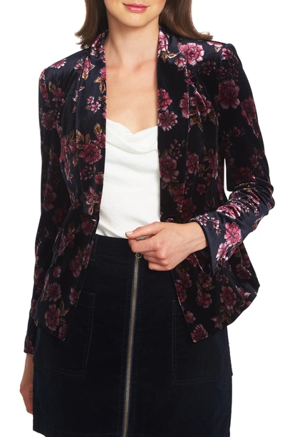 Shop 1.state Gallant Garden Stretch Velvet Blazer In Blue Night