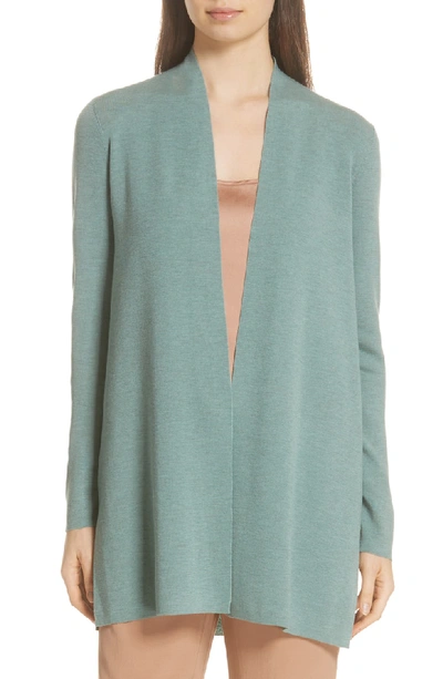 Shop Eileen Fisher Merino Straight Long Cardigan In Elm