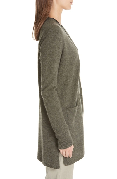Shop Atm Anthony Thomas Melillo Cashmere Open Cardigan In Heather Army