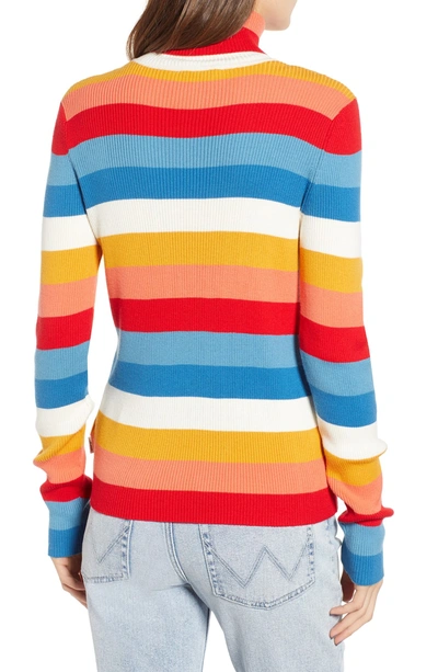 Shop Wrangler Rainbow Stripe Rib Sweater In Glow Orange