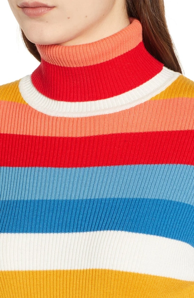 Shop Wrangler Rainbow Stripe Rib Sweater In Glow Orange