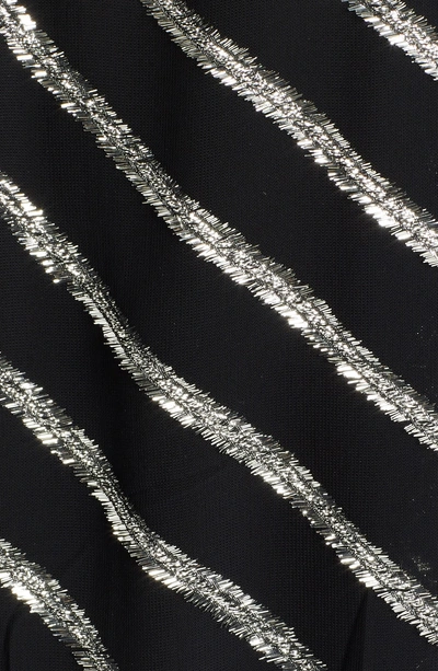 Shop Msgm Metallic Stripe Dress In 99 Black/ Silver