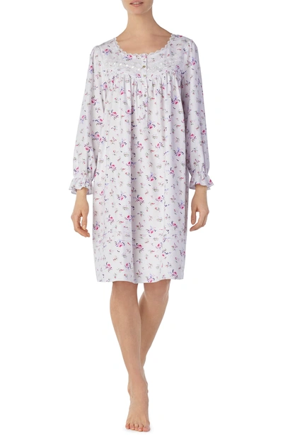 Shop Eileen West Flannel Watlz Nightgown In White Rose Print