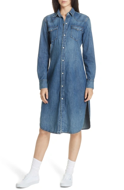 Polo Ralph Lauren Western Denim Cotton Shirtdress In Light Indigo | ModeSens