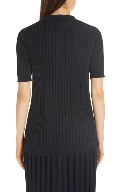 Shop Lafayette 148 Metropolitan Shine Plaited Rib Polo In Ink