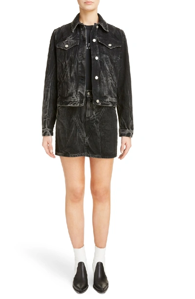 Shop Givenchy Marble Wash Denim Skirt In Black