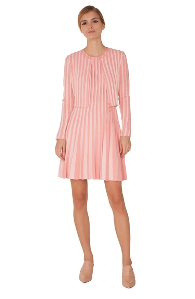 Shop Akris Punto Stripe Cardigan Bolero In Rose - Peony