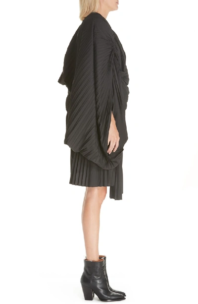 Shop Junya Watanabe Asymmetrical Pleated Dress In Black