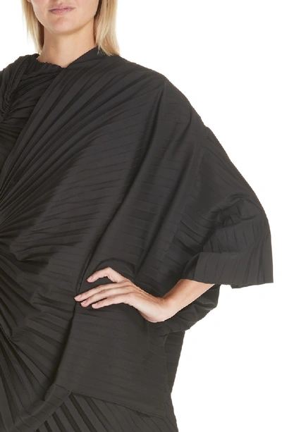 Shop Junya Watanabe Asymmetrical Pleated Dress In Black