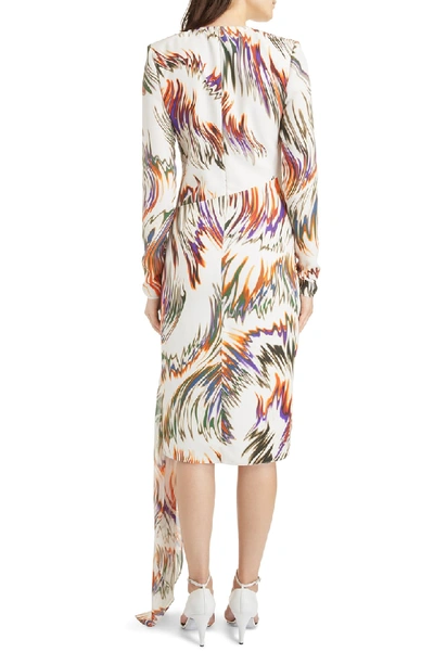 Shop Givenchy Wave Pattern Asymmetrical Silk Marocain Dress In Ecru