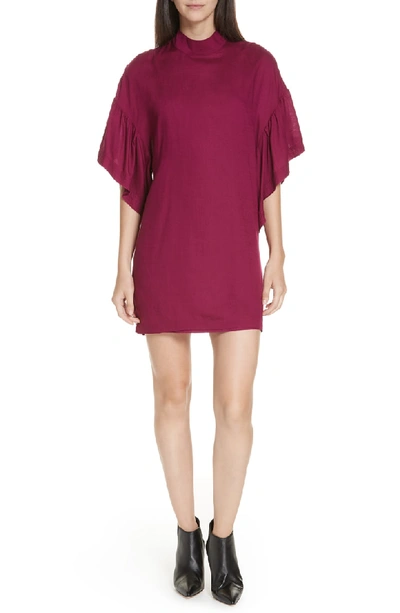 Shop Iro Thiefya Ruffle Sleeve Dress In Fuchsia/ Burgundy