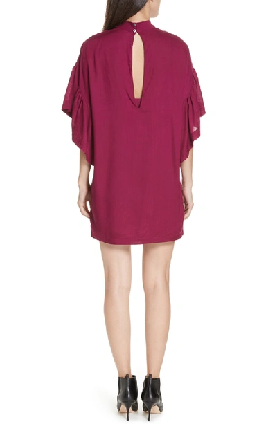Shop Iro Thiefya Ruffle Sleeve Dress In Fuchsia/ Burgundy