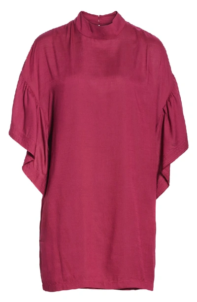 Shop Iro Thiefya Ruffle Sleeve Dress In Fuchsia/ Burgundy