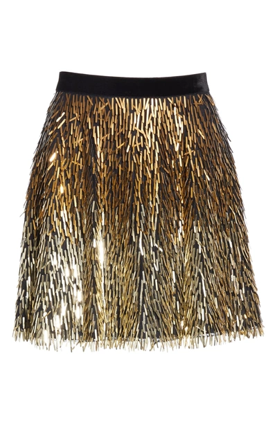 Shop Alice And Olivia Cina Embellished Miniskirt In Black/ Gold Ombre