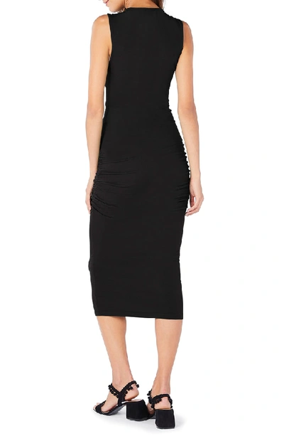 Shop Michael Stars Faux Wrap Midi Dress In Black