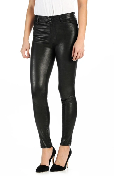 Shop Paige 'hoxton' High Rise Ultra Skinny Leather Pants In Black