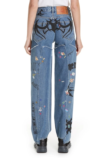 Vetements Sticker Mid-rise Straight-leg Jeans In Light Blue | ModeSens