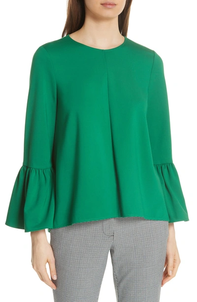 Shop Tibi Knit Ruffle Sleeve Top In Green