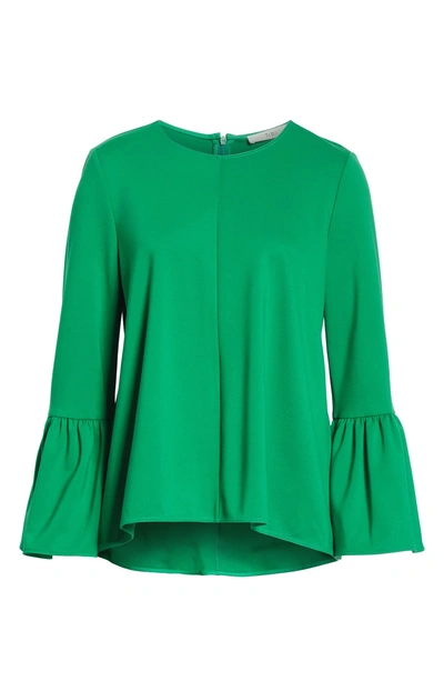 Shop Tibi Knit Ruffle Sleeve Top In Green