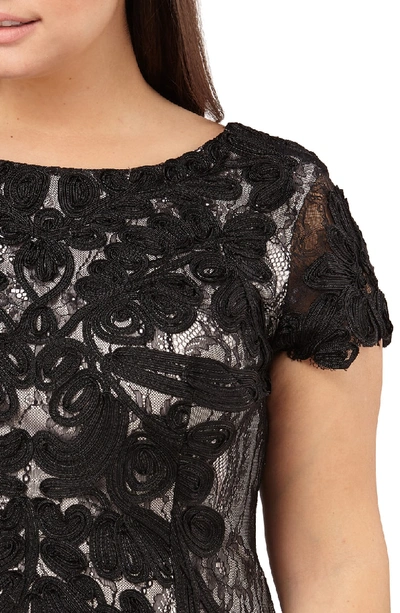 Shop Js Collections Two Tone Soutache Embroidered Midi Dress In Black/ Vanilla