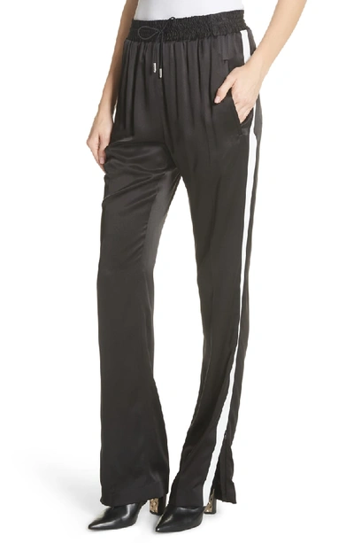 Shop Burberry Tanley Silk Track Pants In Black