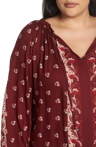 Shop Lucky Brand Floral Print Peasant Blouse In Red Multi
