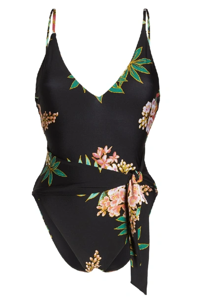Shop Isabella Rose Tropicali One-piece Swimsuit In Black Multi