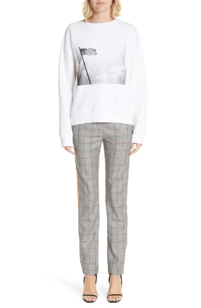 Shop Calvin Klein 205w39nyc Side Stripe Plaid Wool Pants In Black White Grenadine