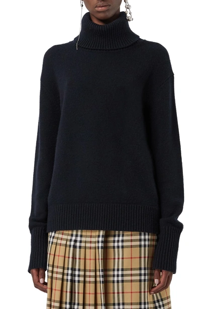 Shop Burberry Lockeridge Archive Logo Cashmere Sweater In Navy