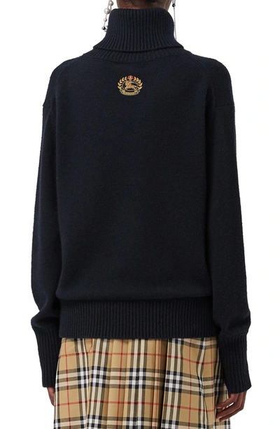 Shop Burberry Lockeridge Archive Logo Cashmere Sweater In Navy