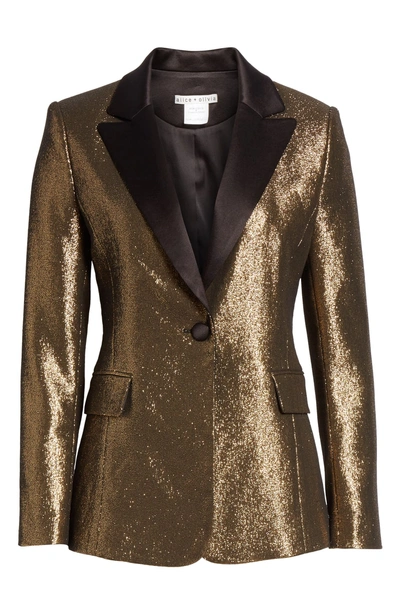 Shop Alice And Olivia Robert Notch Collar Metallic Blazer In Black/ Gold