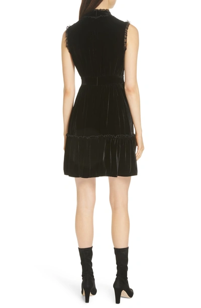 Kate Spade Sleeveless Velvet Lace-trim Dress In Black | ModeSens
