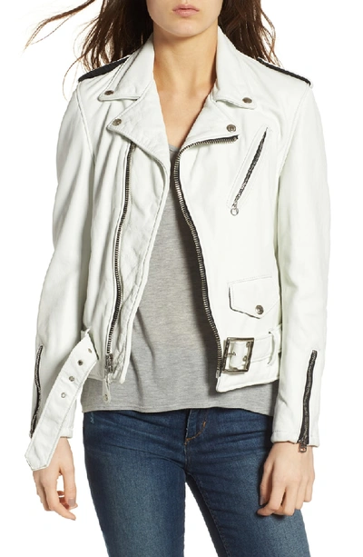 Shop Schott Boyfriend Leather Jacket In White