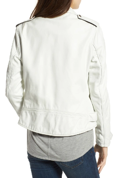 Shop Schott Boyfriend Leather Jacket In White