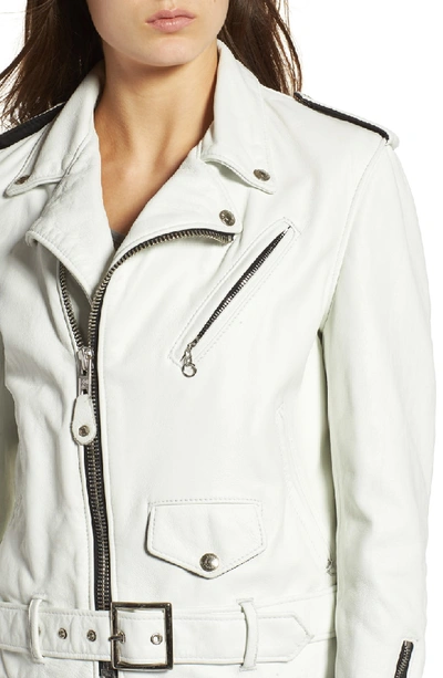 Shop Schott Boyfriend Leather Jacket In White