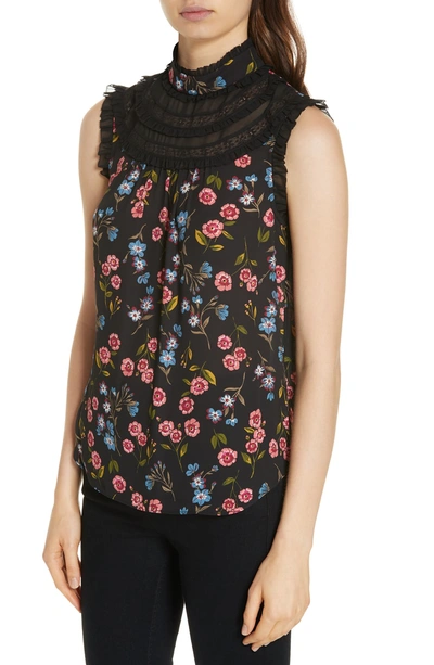 Shop Kate Spade Meadow Lace Trim Top In Black