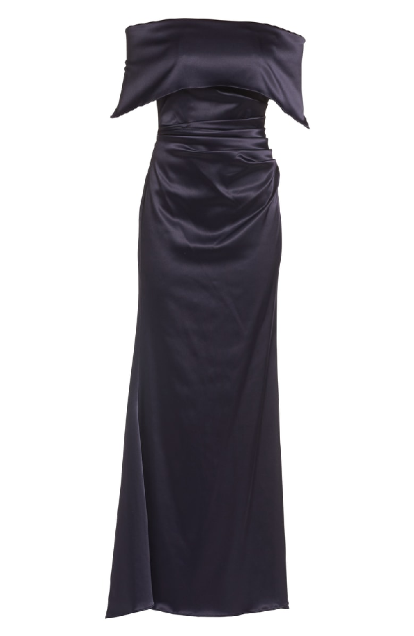 Vince Camuto Off The Shoulder Gown In Navy | ModeSens