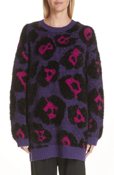 Shop Marc Jacobs Leopard Spot Wool Blend Sweater In Purple Multi