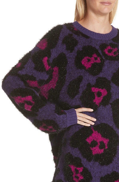 Shop Marc Jacobs Leopard Spot Wool Blend Sweater In Purple Multi