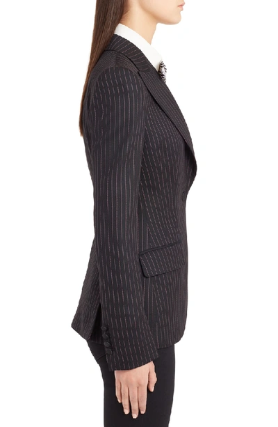 Shop Dolce & Gabbana Pinstripe Stretch Wool Jacket In Black