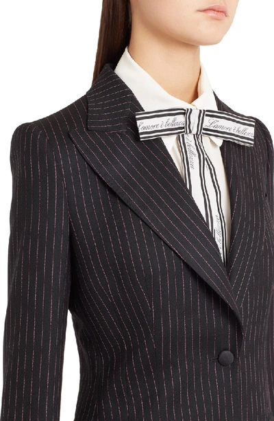 Shop Dolce & Gabbana Pinstripe Stretch Wool Jacket In Black