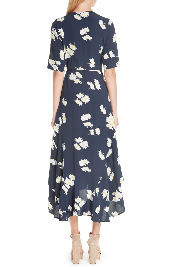 ganni silvery crepe wrap dress