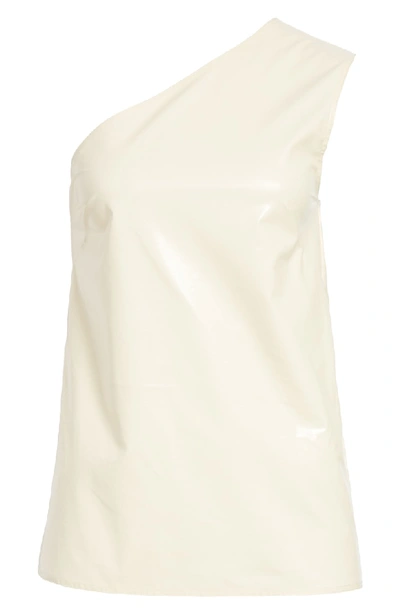 Shop Calvin Klein 205w39nyc Coated Cotton Asymmetrical Top In Creme