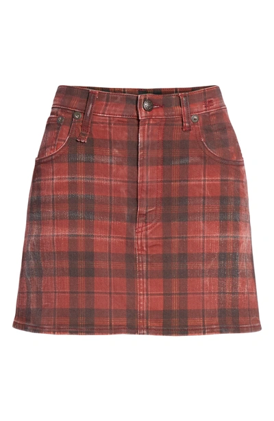 Shop R13 Plaid Denim Miniskirt In Red Plaid