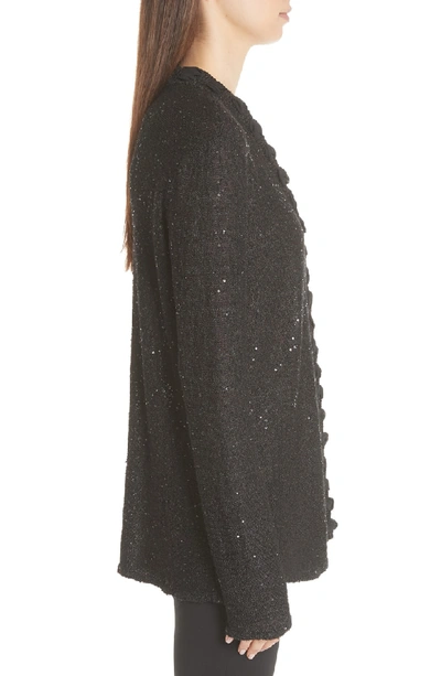 Shop Emporio Armani Sequin Knit Cardigan In Black