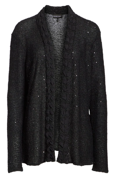 Shop Emporio Armani Sequin Knit Cardigan In Black