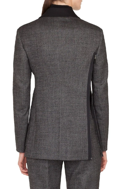 Shop Akris Asymmetrical Zip Double Face Tweed Jacket In Black